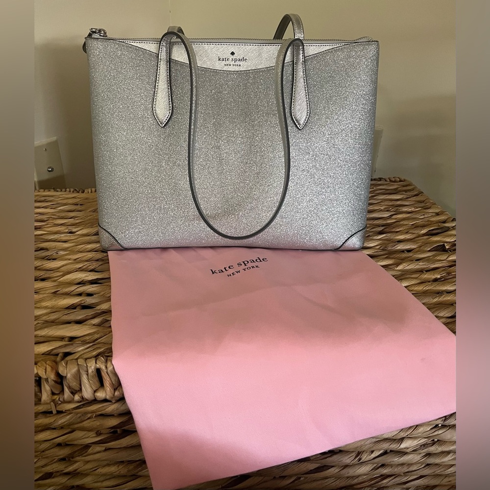 Kate Spade Glitter Silver Tote Bag - Picture 2 of 12